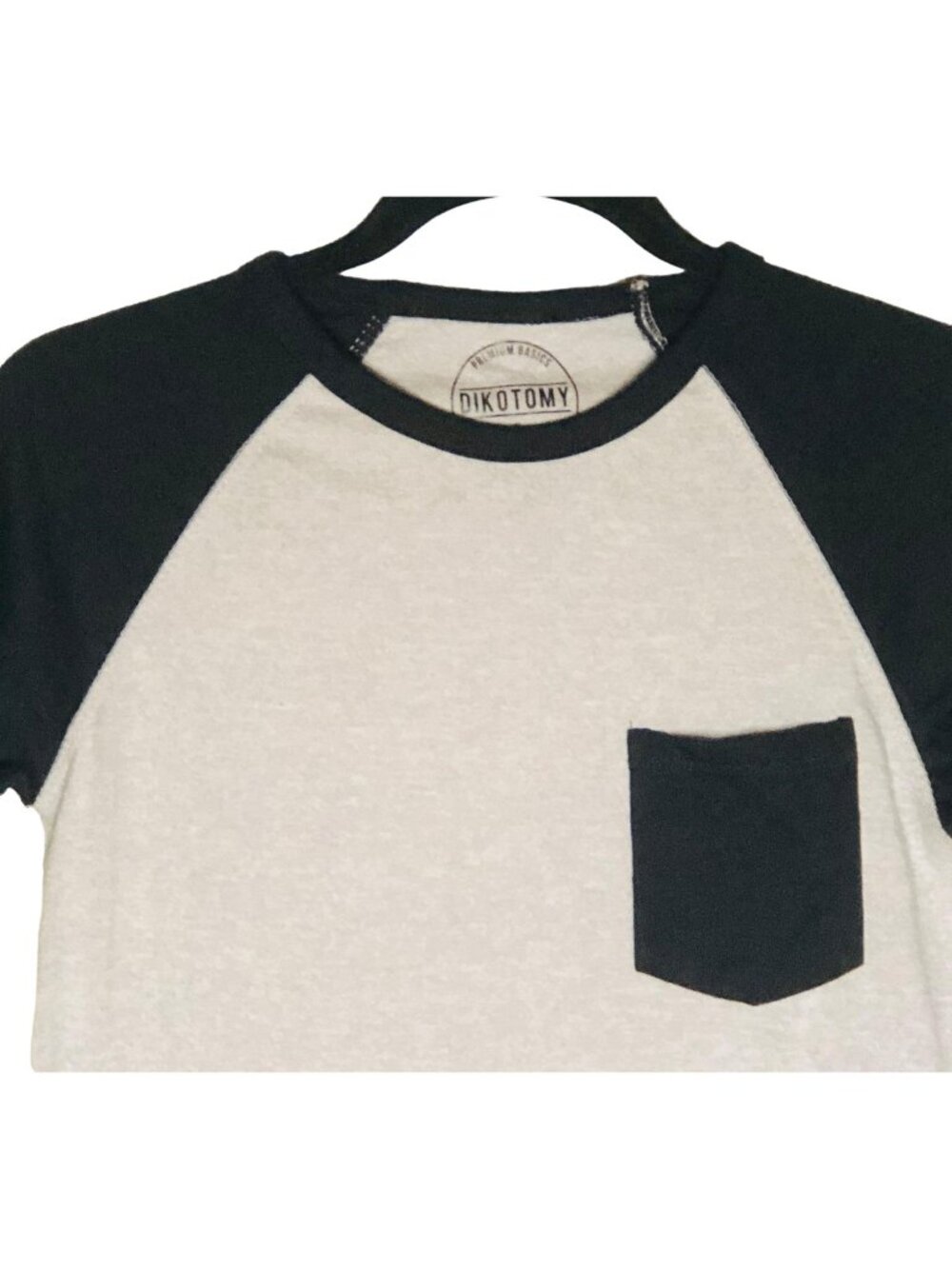 Dikotomy shirt gray black cotton blend pocket small armpit to armpit 16" READ